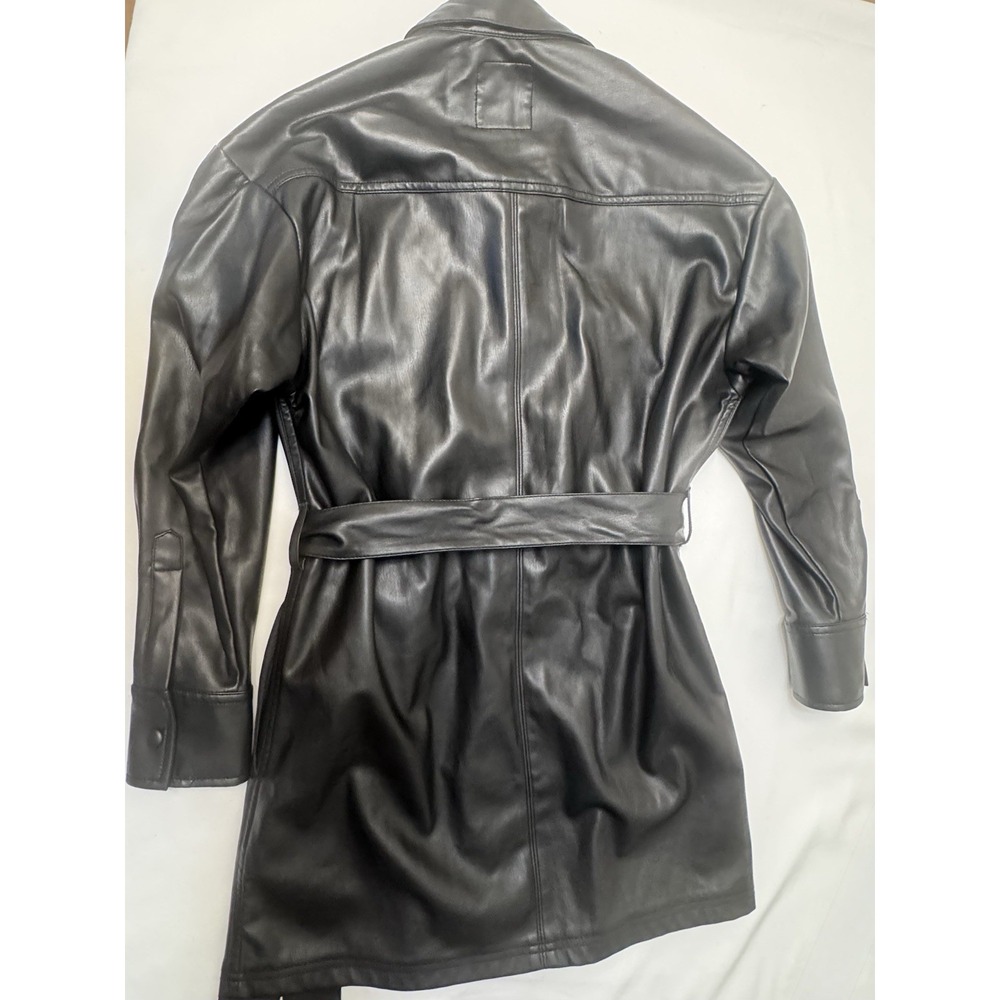 Abercrombie & Fitch Faux Vegan Leather Shirt Dress Belted‎ Shacket Medium - Picture 5 of 10